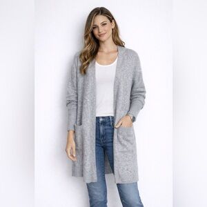 Women's Long Open-Front Gray Cardigan Sweater